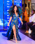 Emerald Peacock Couture Gown – Handcrafted Feather Statement Dress